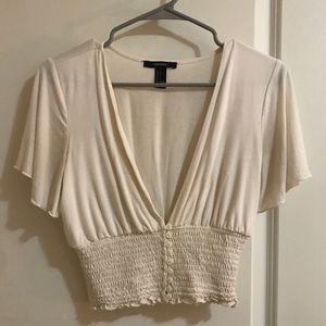 White Forever 21 crop top ruched